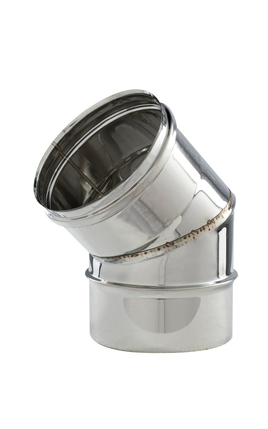 CURVA A 45° IN ACCIAIO INOX 316 O 304 CANNA FUMARIA
